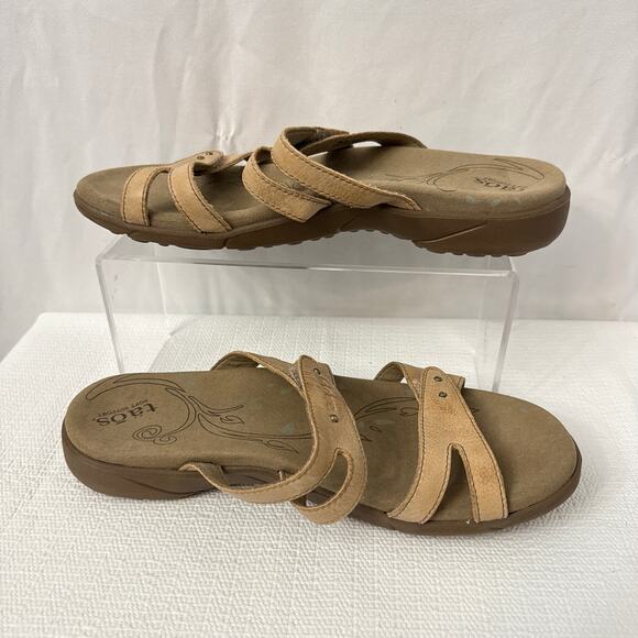 Taos Sandals Womens Size 9 Double U Tan Brown Comfort Slip On Slide - Picture 6 of 7
